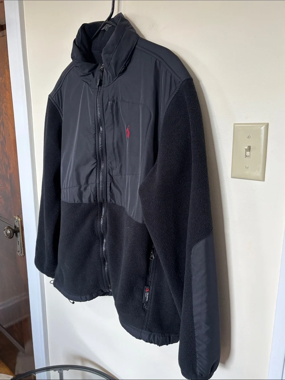 Polo by Ralph Lauren Men’s Black Fleece Jacket with Red Polo Logo Size XXL
